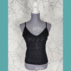 Wilfred Black Floral Lace Mesh Strappy Sheer Cami